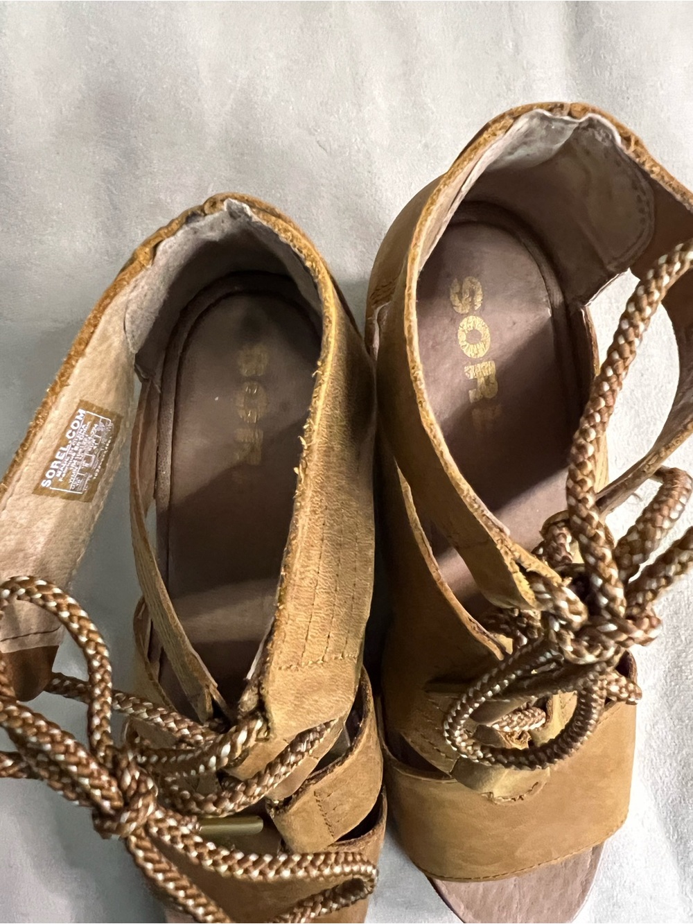 🤎 SOREL Joanie Lace Gladiator Sandals Leather Lace-Up Wedge Sandals Size 10 - Picture 9 of 10